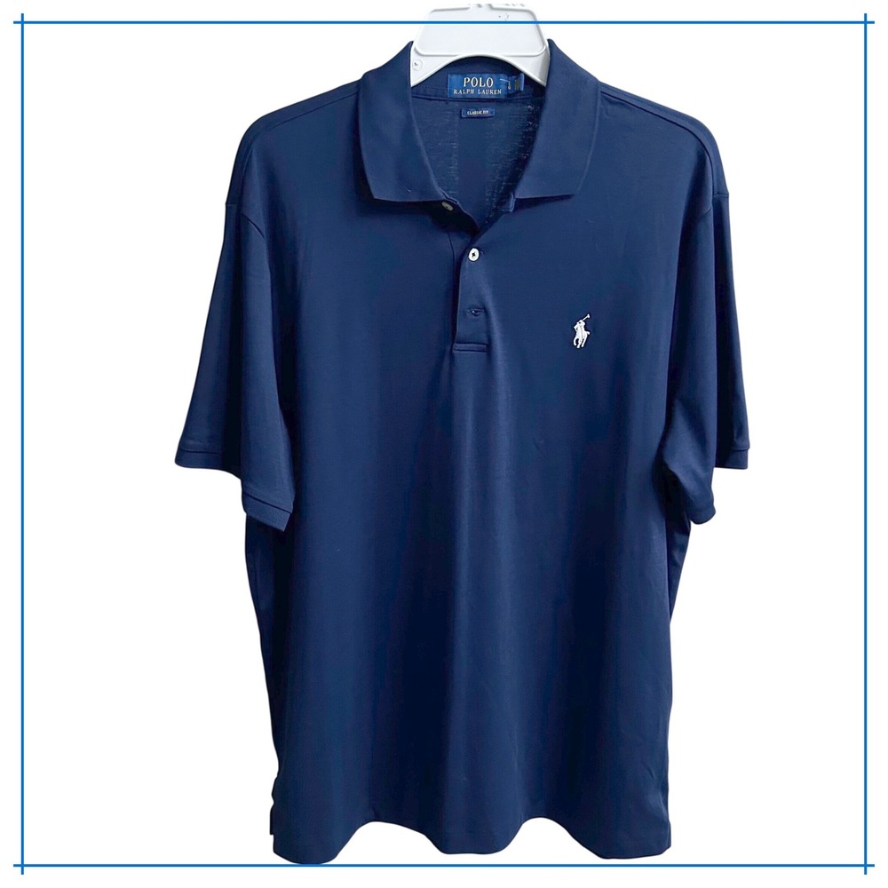 Polo Ralph Lauren Classic Fit Mens Navy Blue Polo Shirt‎ Big Tall LG